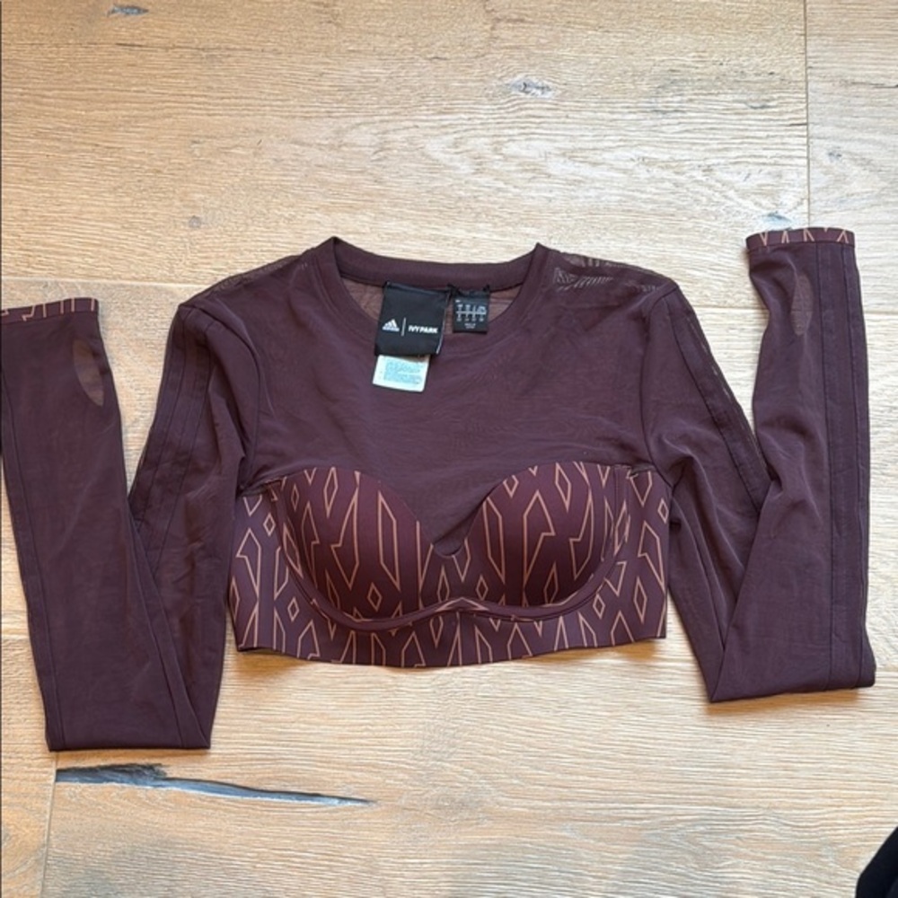 Adidas Ivy Park Brown Long Sleeve Crop Top